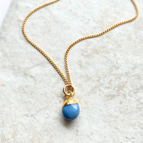 Blue Opal Tiny Tumbled Necklace | Purity (Gold Plated)