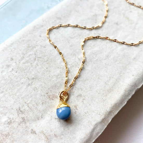 Blue Opal Tiny Tumbled Necklace | Purity (Gold Plated)