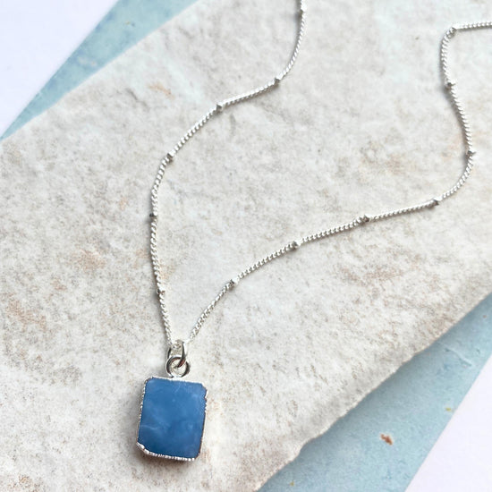 Blue Opal Gem Slice Necklace | Purity (Silver)