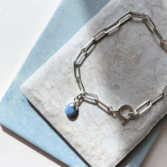 Blue Opal Tiny Tumbled Chunky Chain Bracelet | Purity (Silver)