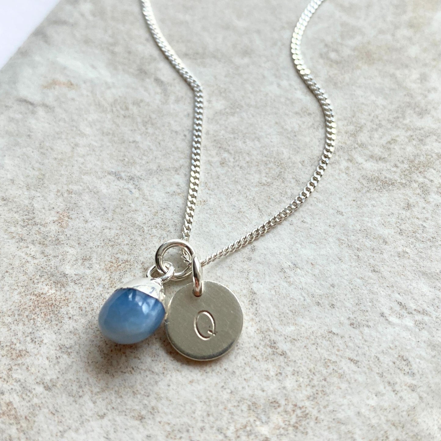 Blue Opal Tiny Tumbled Necklace | Purity (Silver)