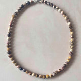 Brown Zebra Jasper Earthstone Strand Necklace  (Silver)