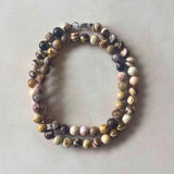 Brown Zebra Jasper Earthstone Strand Necklace  (Silver)