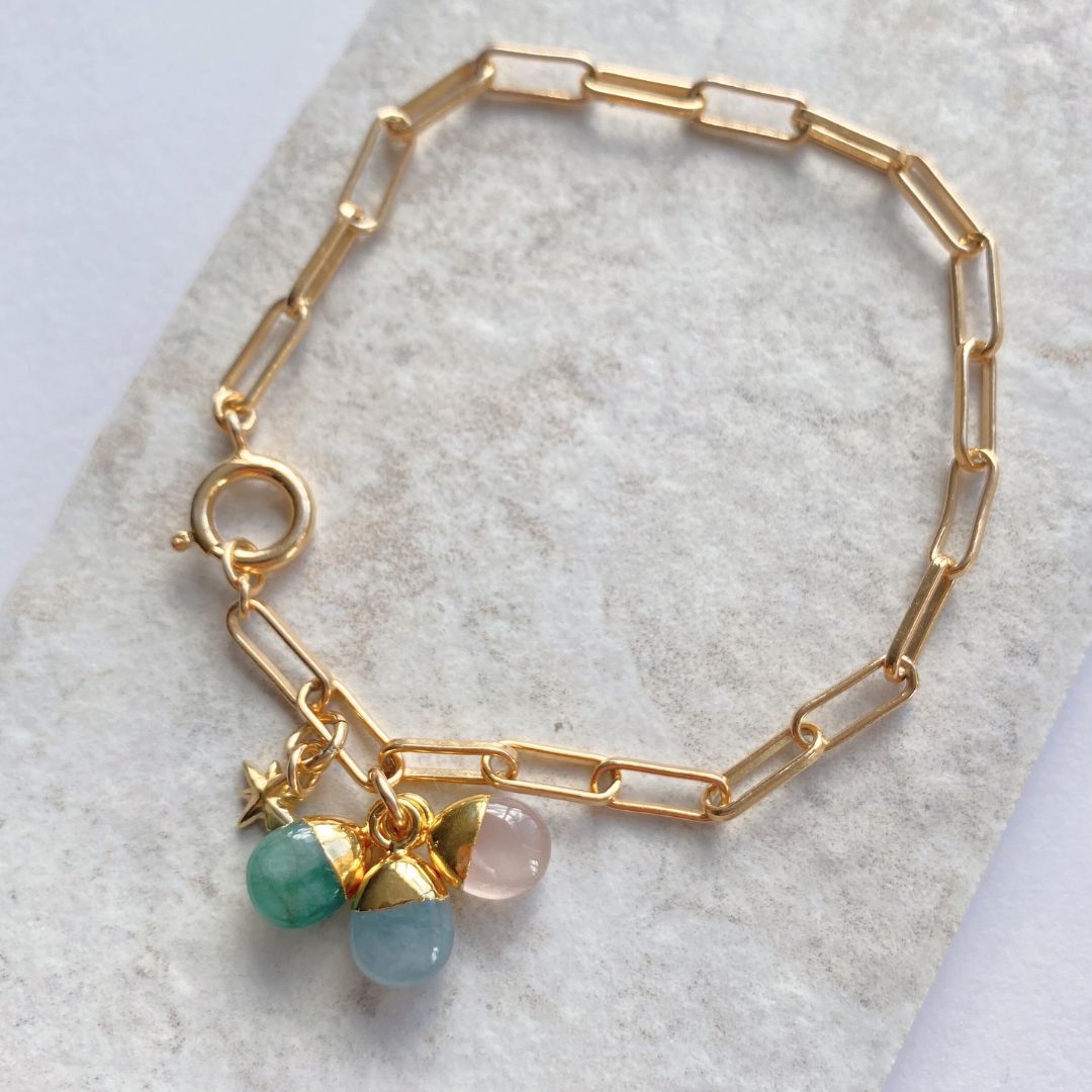 Create Your Own | Stones With Meaning Bracelet - Tiny Tumbled (Gold Plated)