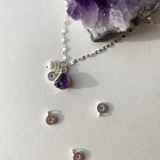 Amethyst Carved Triple Necklace | Calming (Silver)