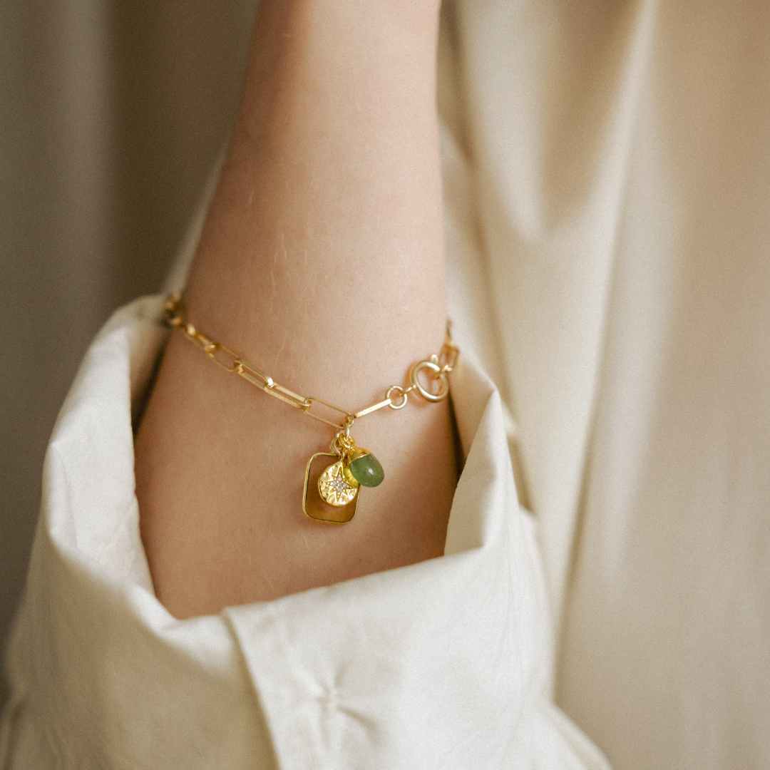 CREATE YOUR OWN | Gem Slice Triple Bracelet (Gold Plated)