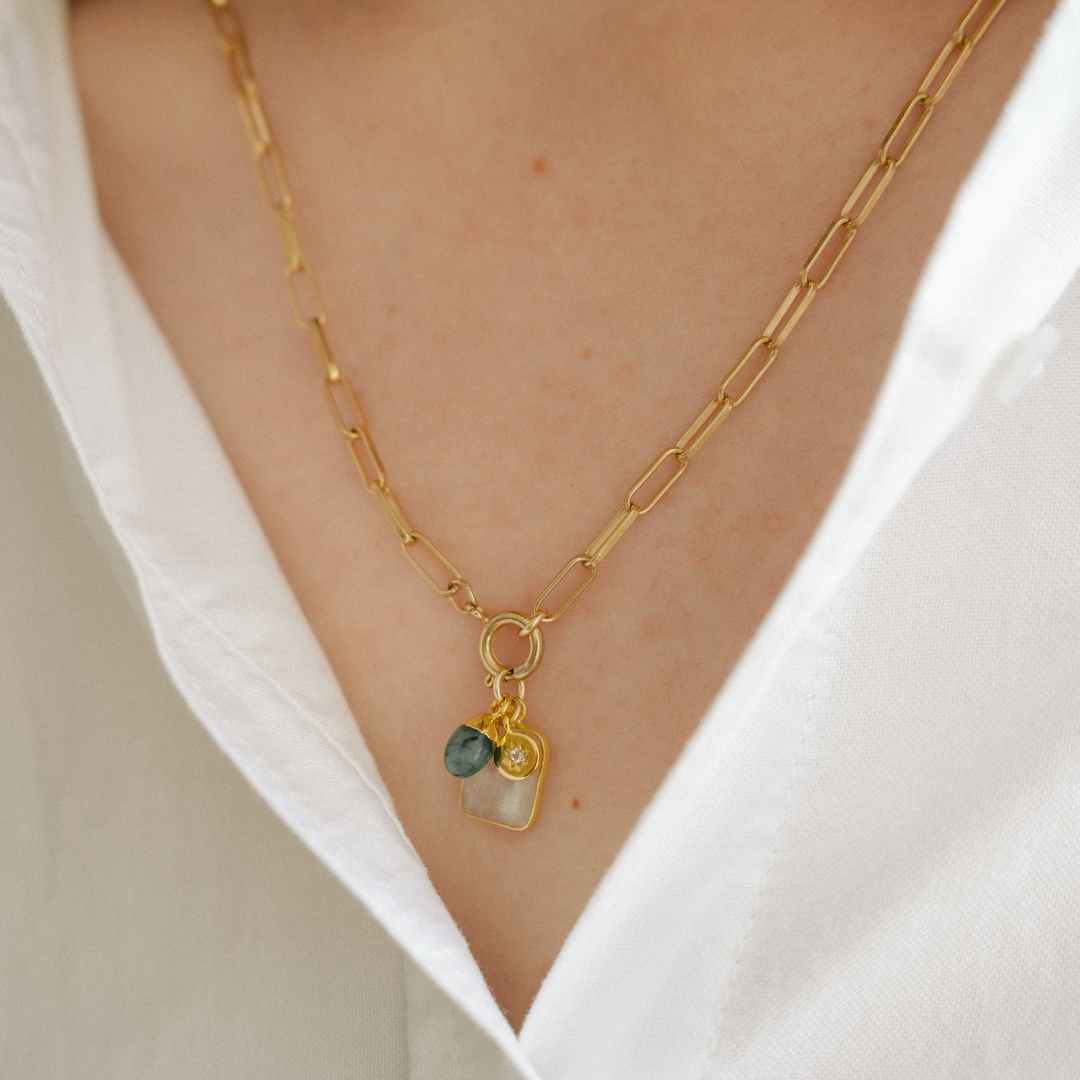 CREATE YOUR OWN | Gem Slice Triple Necklace (Gold Plated)