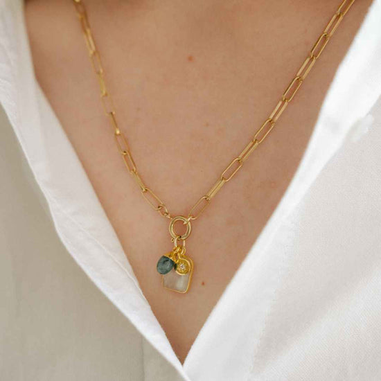 CREATE YOUR OWN | Gem Slice Triple Necklace (Gold Plated)