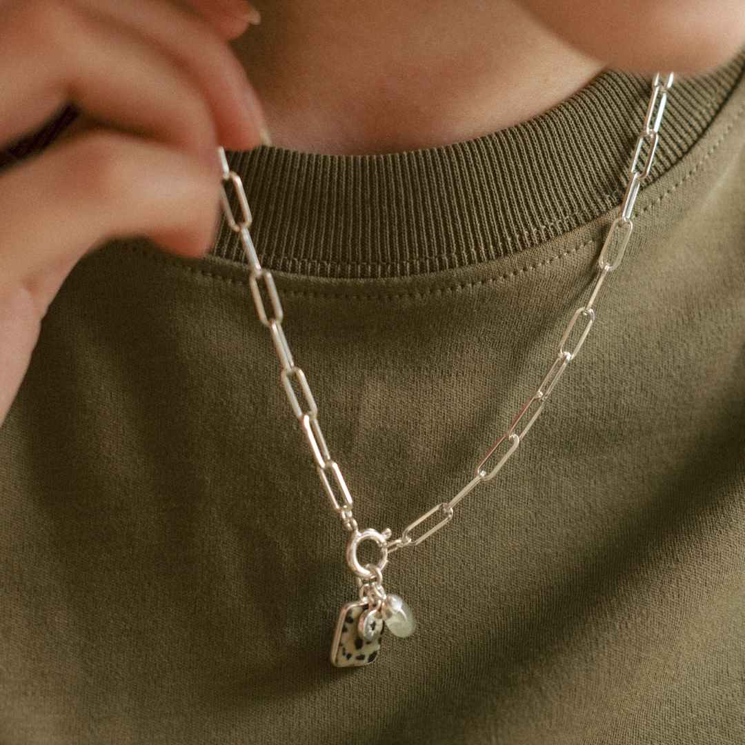CREATE YOUR OWN | Gem Slice Triple Necklace (Silver)