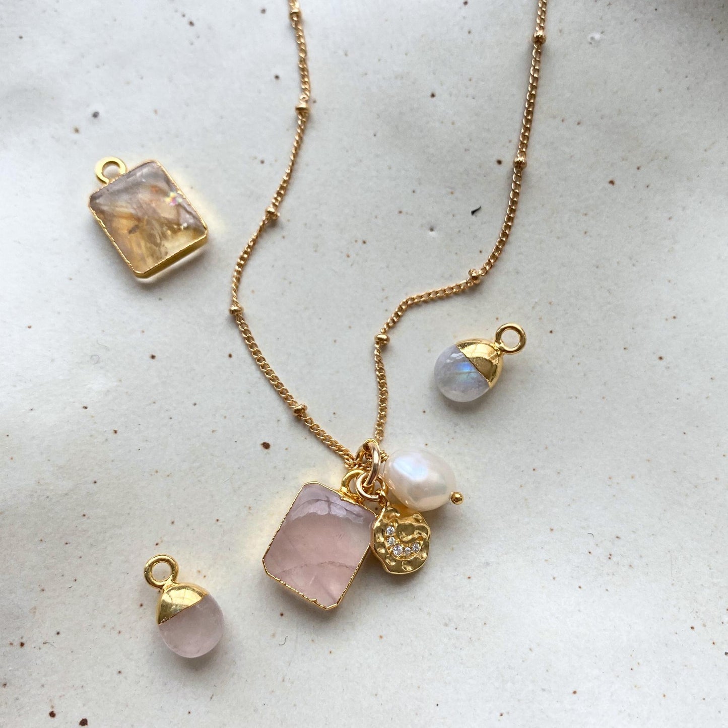 Create Your Own | Gem Slice Triple Necklace (Gold Plated)
