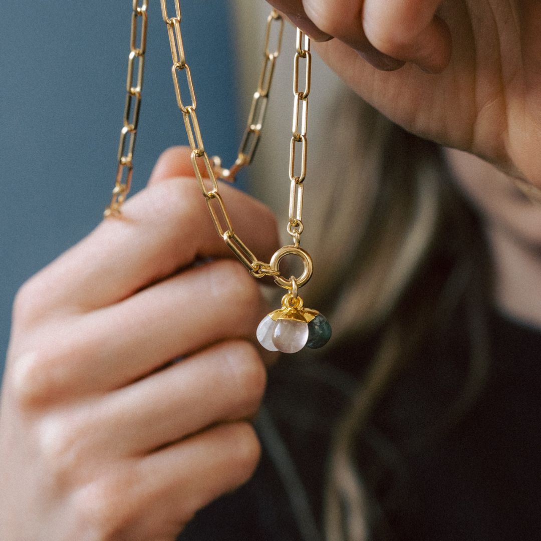 CREATE YOUR OWN | Family Birthstone Necklace - Tiny Tumbled (Gold Plated)