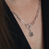 Herkimer Diamond Carved Necklace | Strength (Sterling Silver)