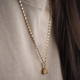 Citrine Carved Necklace | Success (Gold Plated)