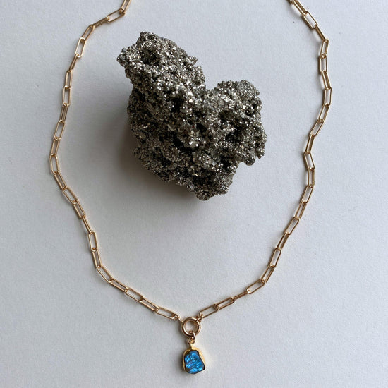 Load image into Gallery viewer, Labradorite Carved Chunky Chain Necklace | Adventure (Gold Plated)
