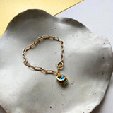 Labradorite Moon & Star Gem Slice Triple Chunky Chain Bracelet | Adventure (Gold Plated)