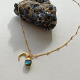 Labradorite Tumbled & Moon Necklace (Gold Plated)