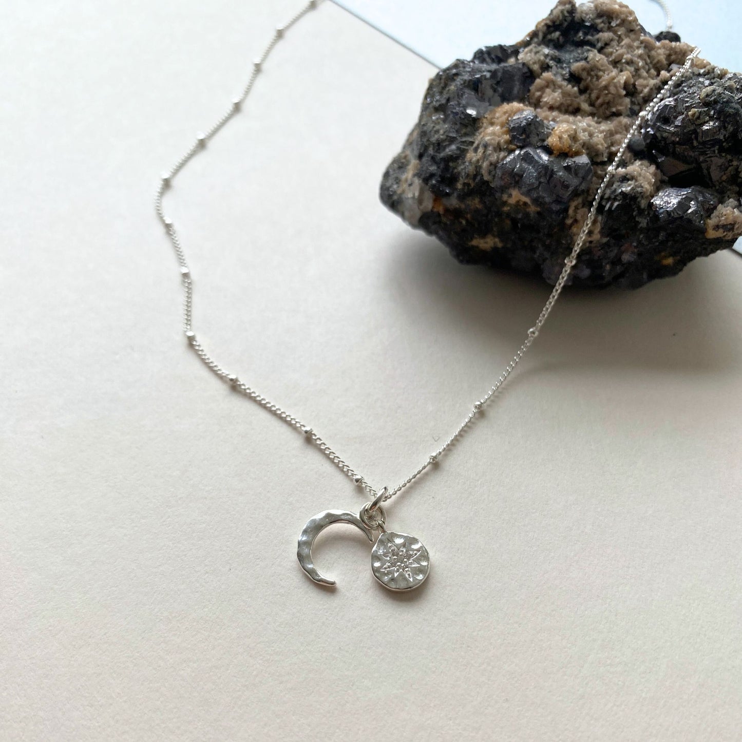 Moon & Star Coin Necklace (Sterling Silver)