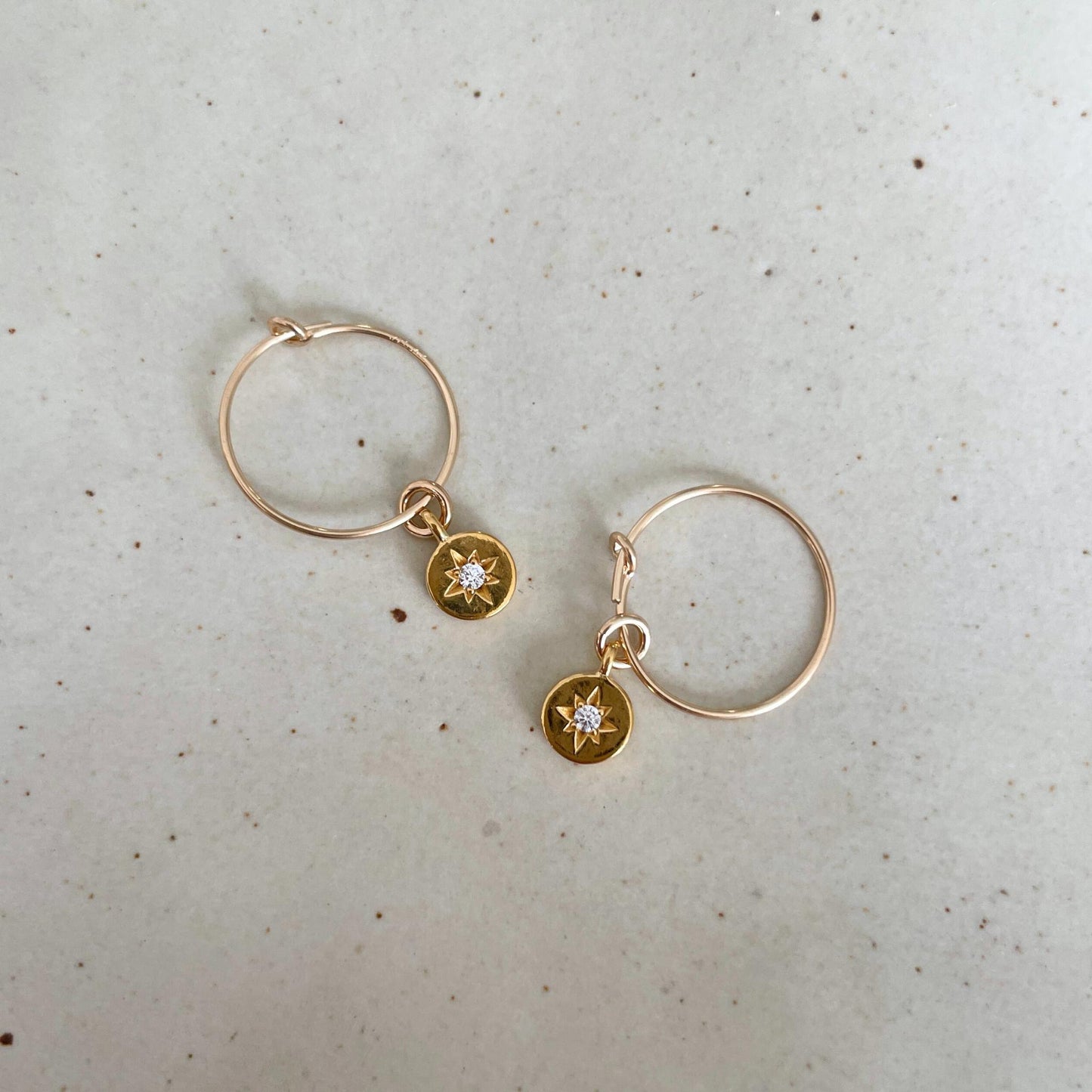 Chunky 'Guiding Star' Coin Hoop Earrings (Gold Fill)