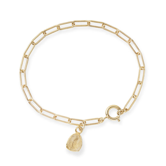 Citrine Carved Chunky Chain Bracelet | Success (Gold Plated)