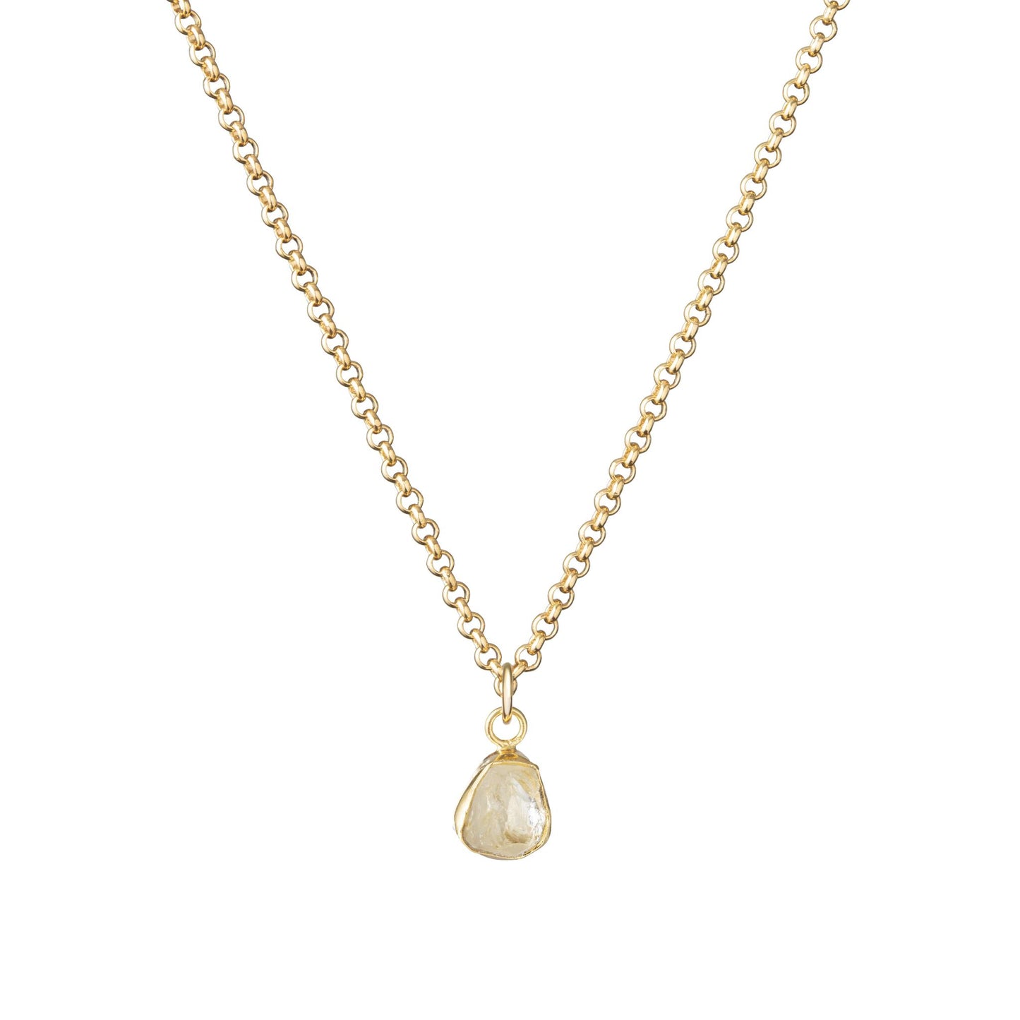 Citrine Carved Belcher Chain Necklace | Success (Gold Plated)