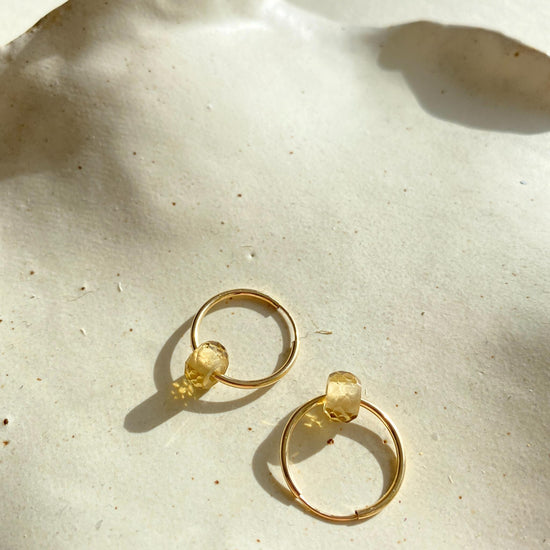 Citrine Faceted Gemstone Hoop Earrings | Success (Gold Fill)