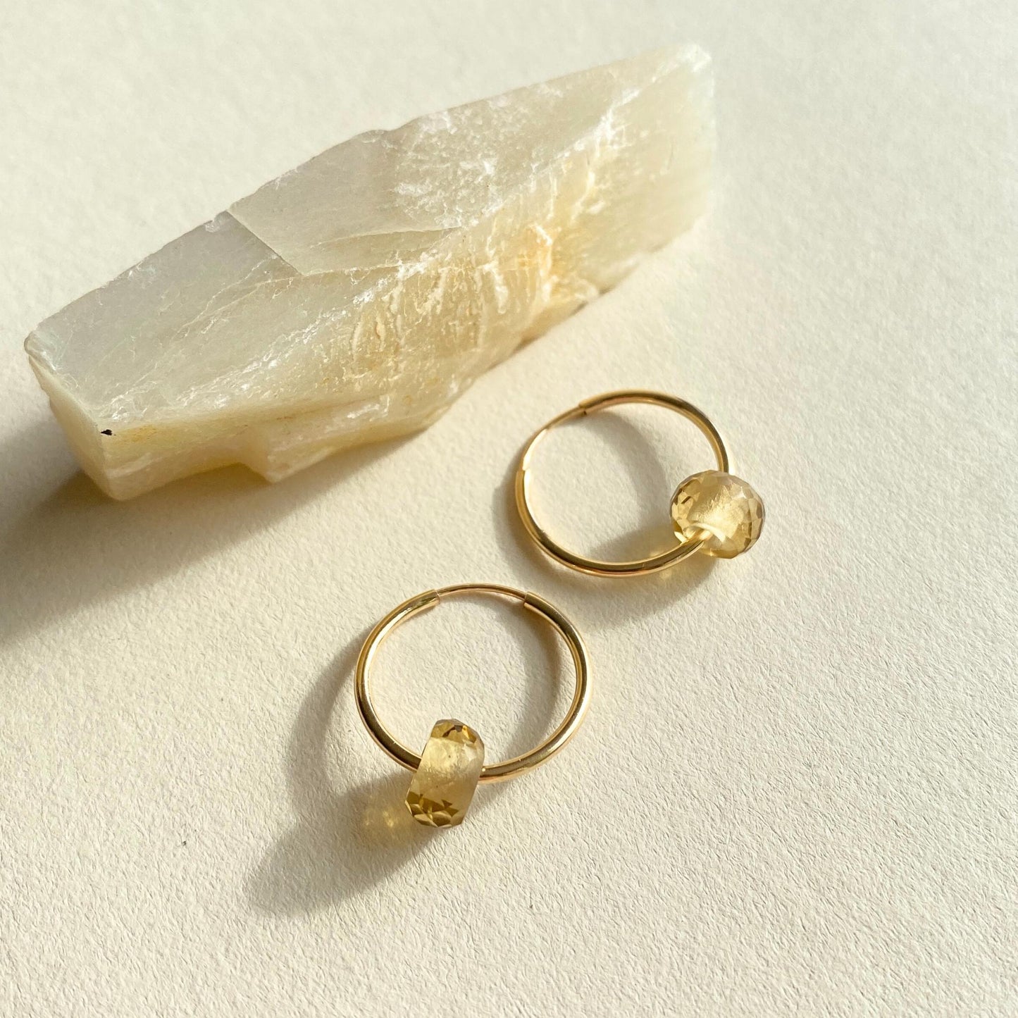 Citrine Faceted Gemstone Hoop Earrings | Success (Gold Fill)