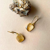 Citrine Gem Slice Hoop Earrings | Creativity & Success (Gold)