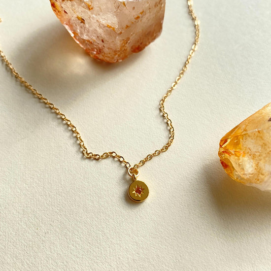 Citrine Guiding Star Birthstone Necklace | November (Gold Plated)