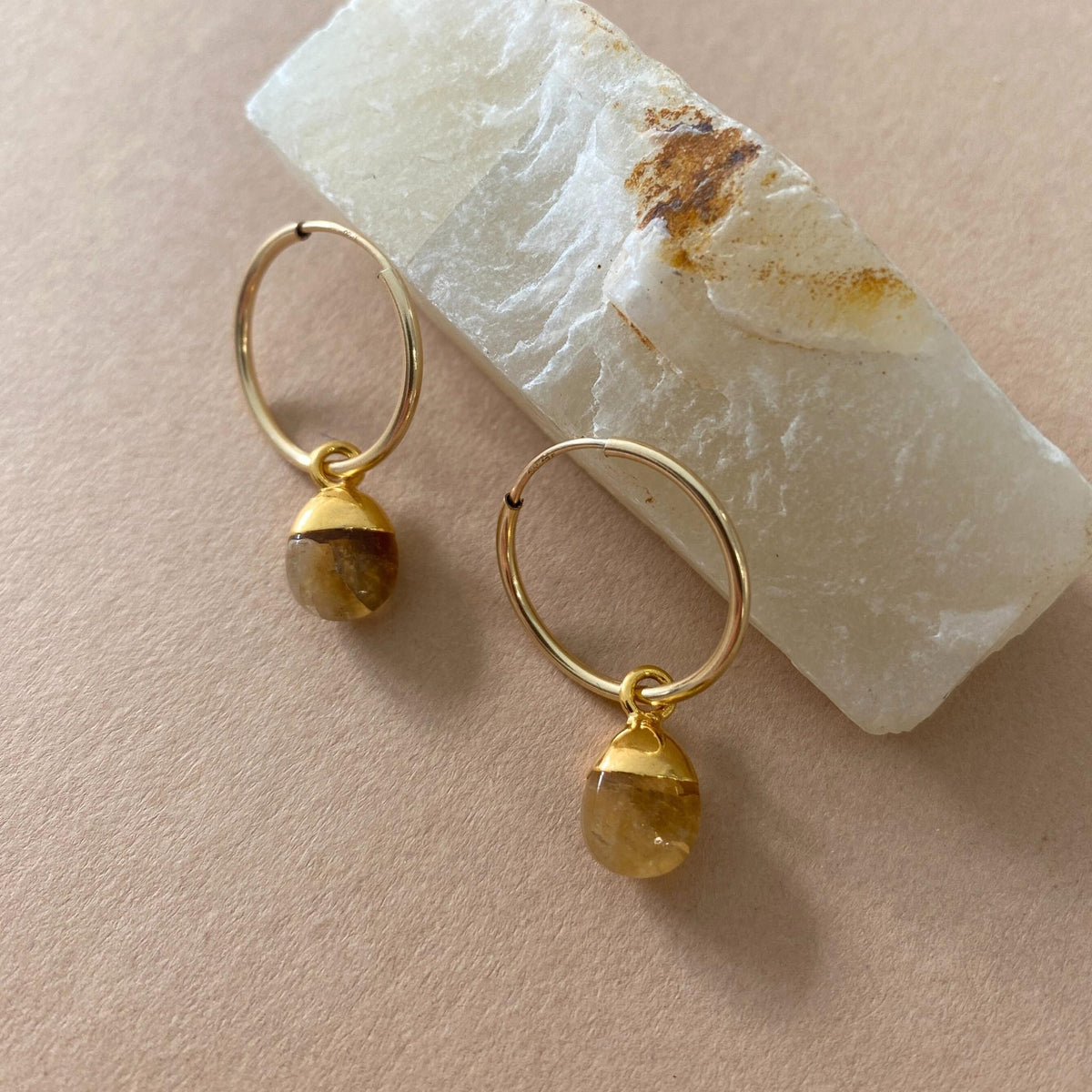 Citrine Tiny Tumbled Hoop Earrings Success