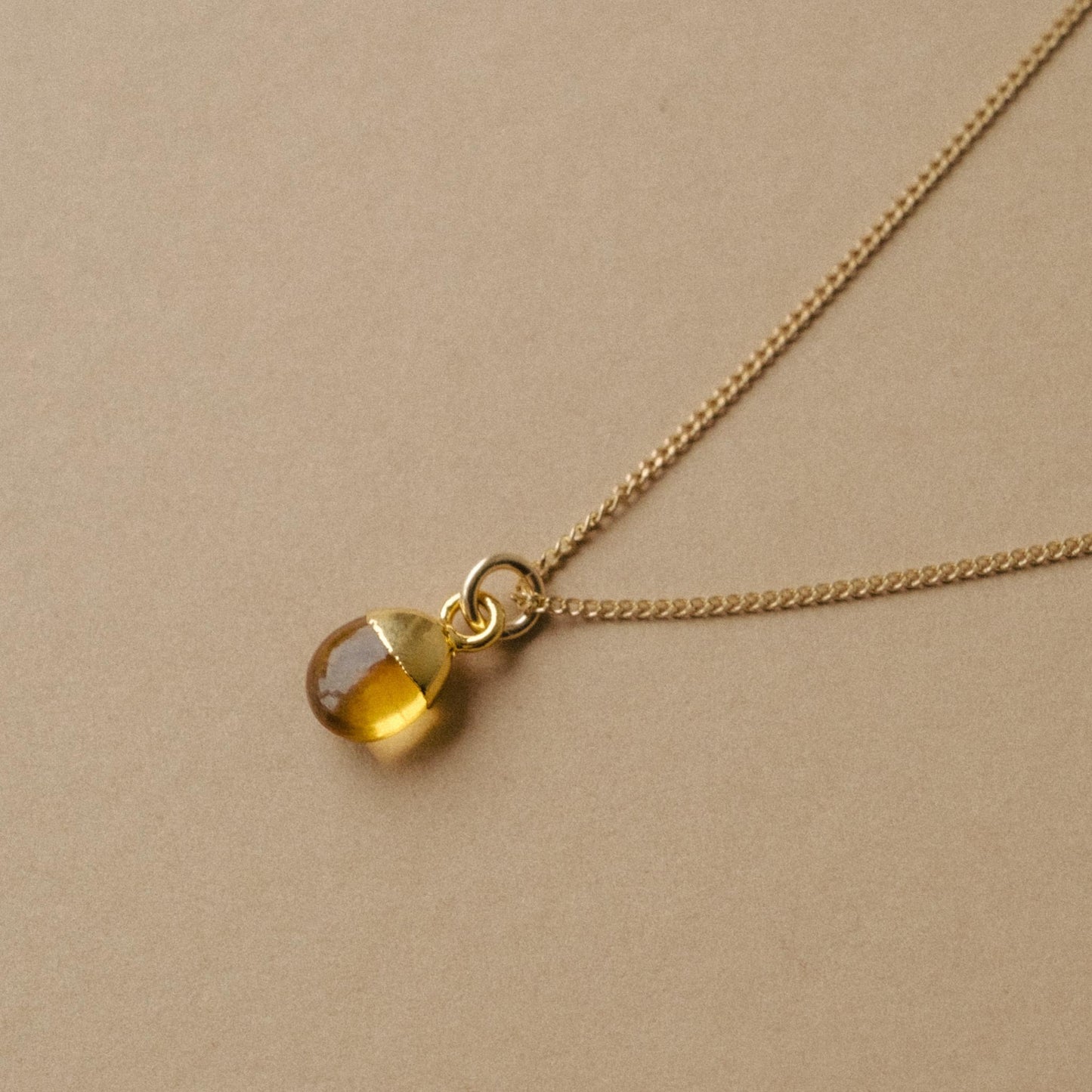 Citrine Tiny Tumbled Necklace | Success (Gold Plated)