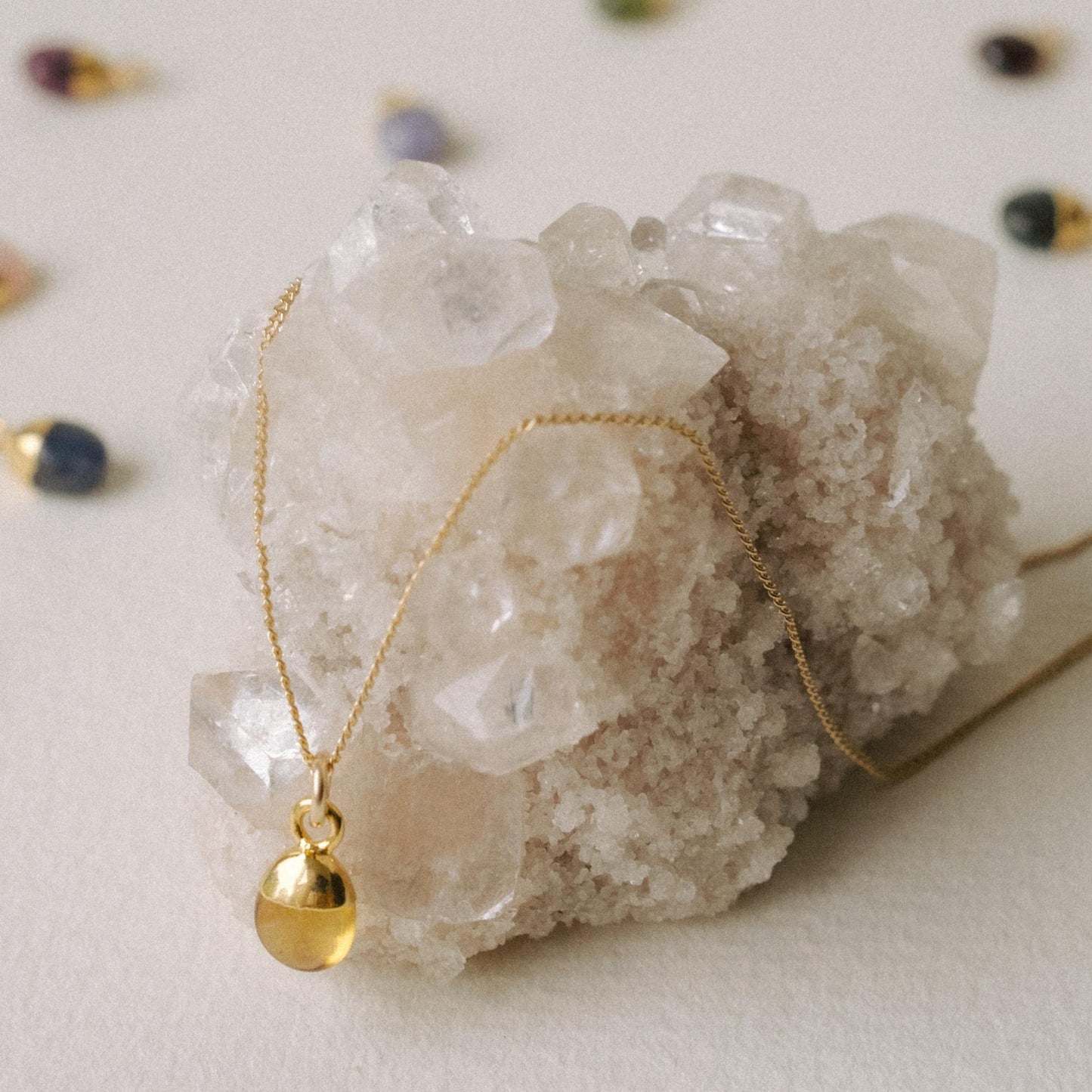 Citrine Tiny Tumbled Necklace | Success (Gold Plated)