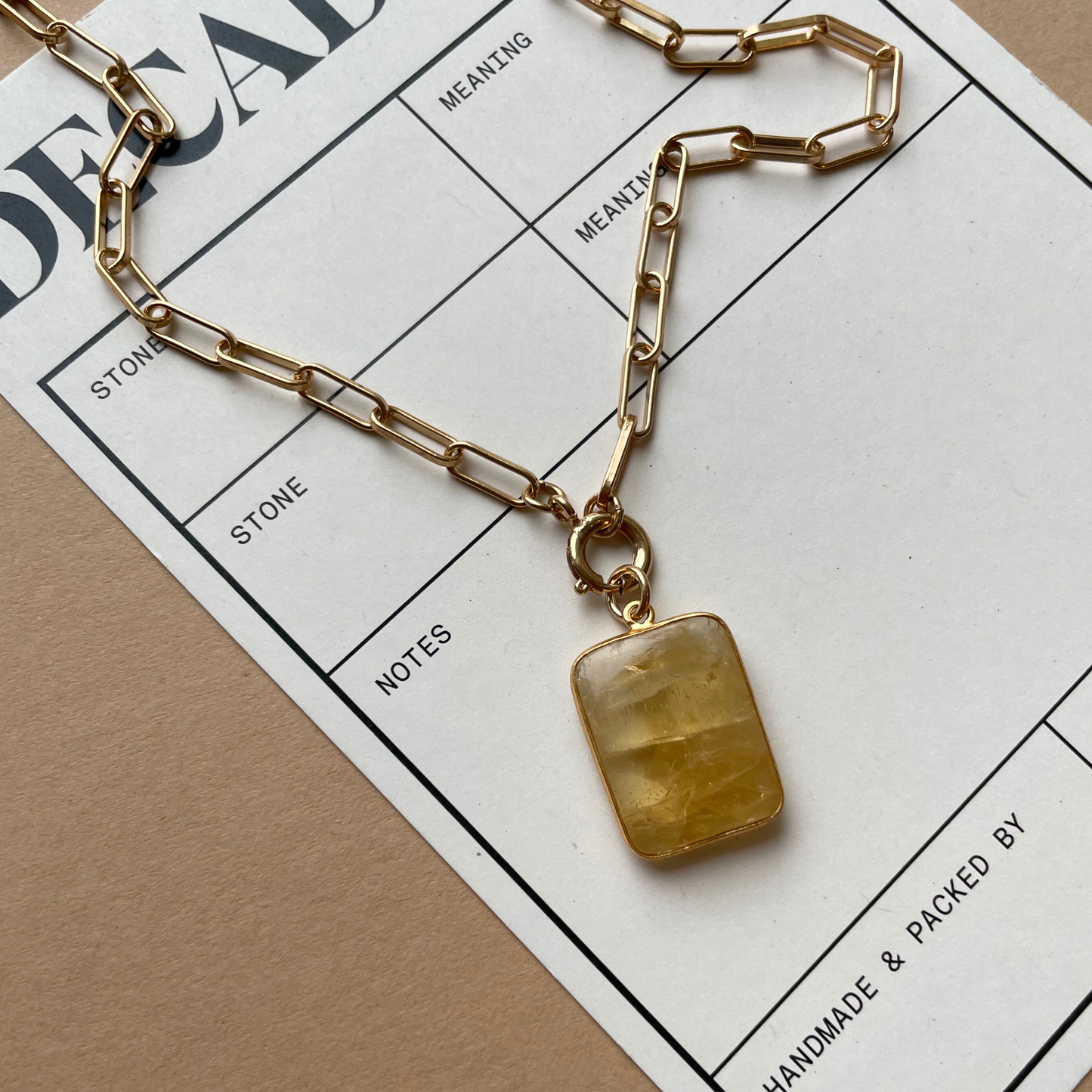 Citrine Large Gem Slice Chunky Chain Necklace | Success (Gold Plated)
