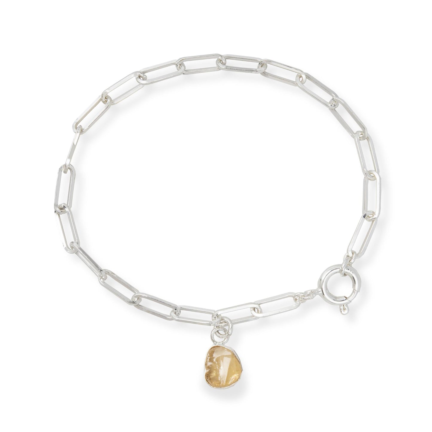 Citrine Carved Chunky Chain Bracelet | Success (Sterling Silver)