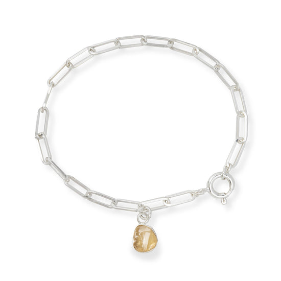 Citrine Carved Chunky Chain Bracelet | Success (Sterling Silver)