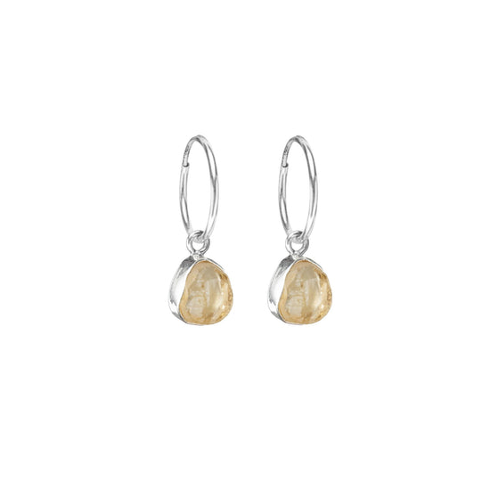 Citrine Carved Hoop Earrings | Success (Sterling Silver)