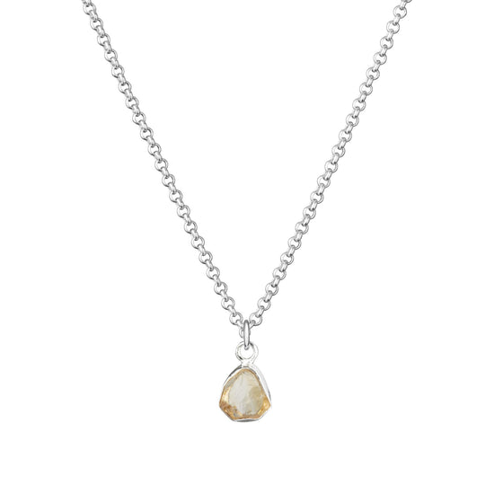 Citrine Carved Belcher Chain Necklace | Success (Sterling Silver)