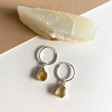 Citrine Carved Hoop Earrings | Success (Sterling Silver)