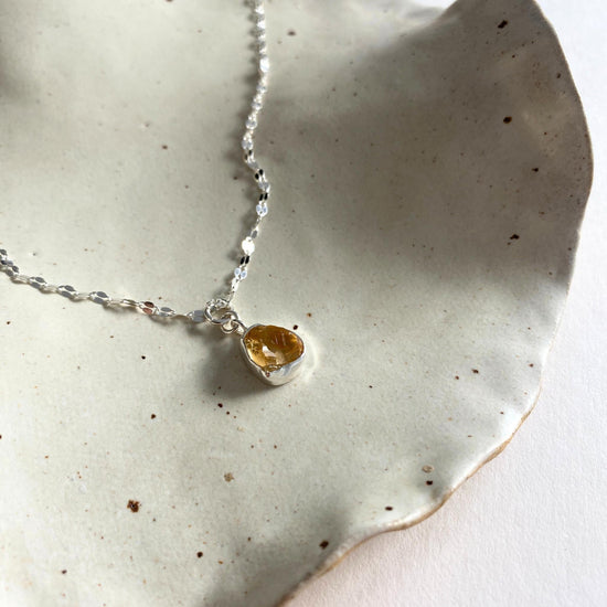 Citrine Carved Vintage Chain Necklace | Success (Sterling Silver)