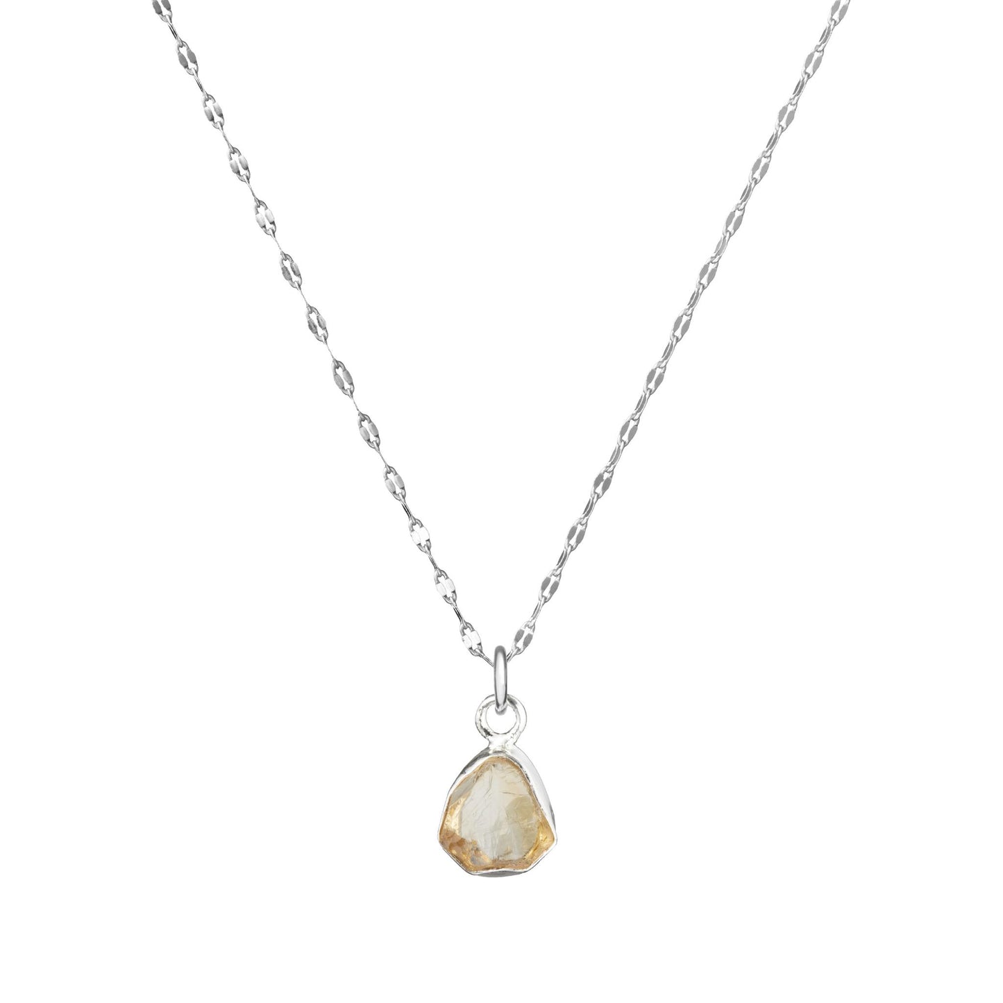 Citrine Carved Vintage Chain Necklace | Success (Sterling Silver)