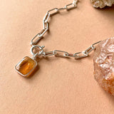 Citrine Gem Slice Necklace | Success (Silver)