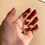 Citrine Gem Slice Triple Necklace | Success (Silver)