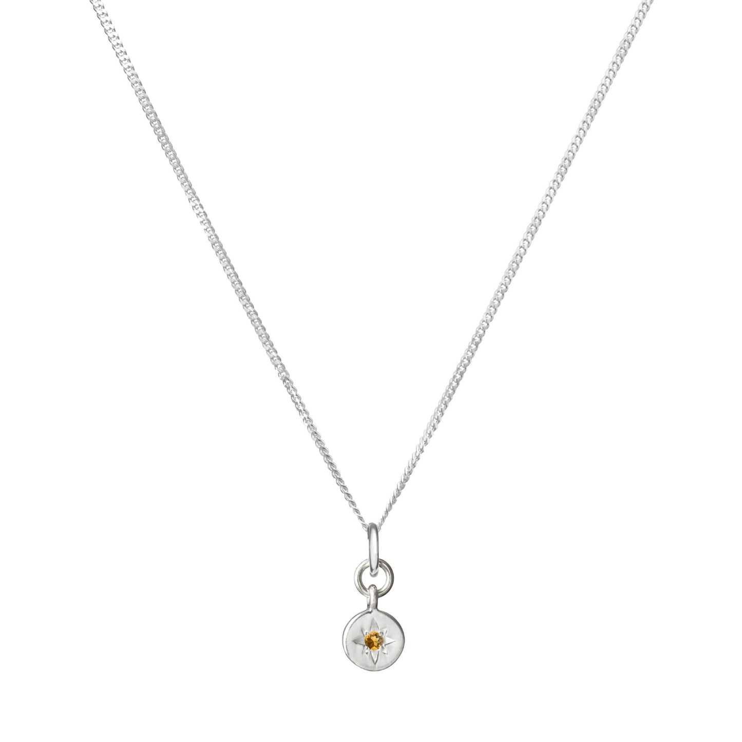 Citrine Guiding Star Birthstone Necklace | November (Sterling Silver)