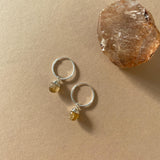 Citrine Tiny Tumbled Hoop Earrings | Success (Silver)
