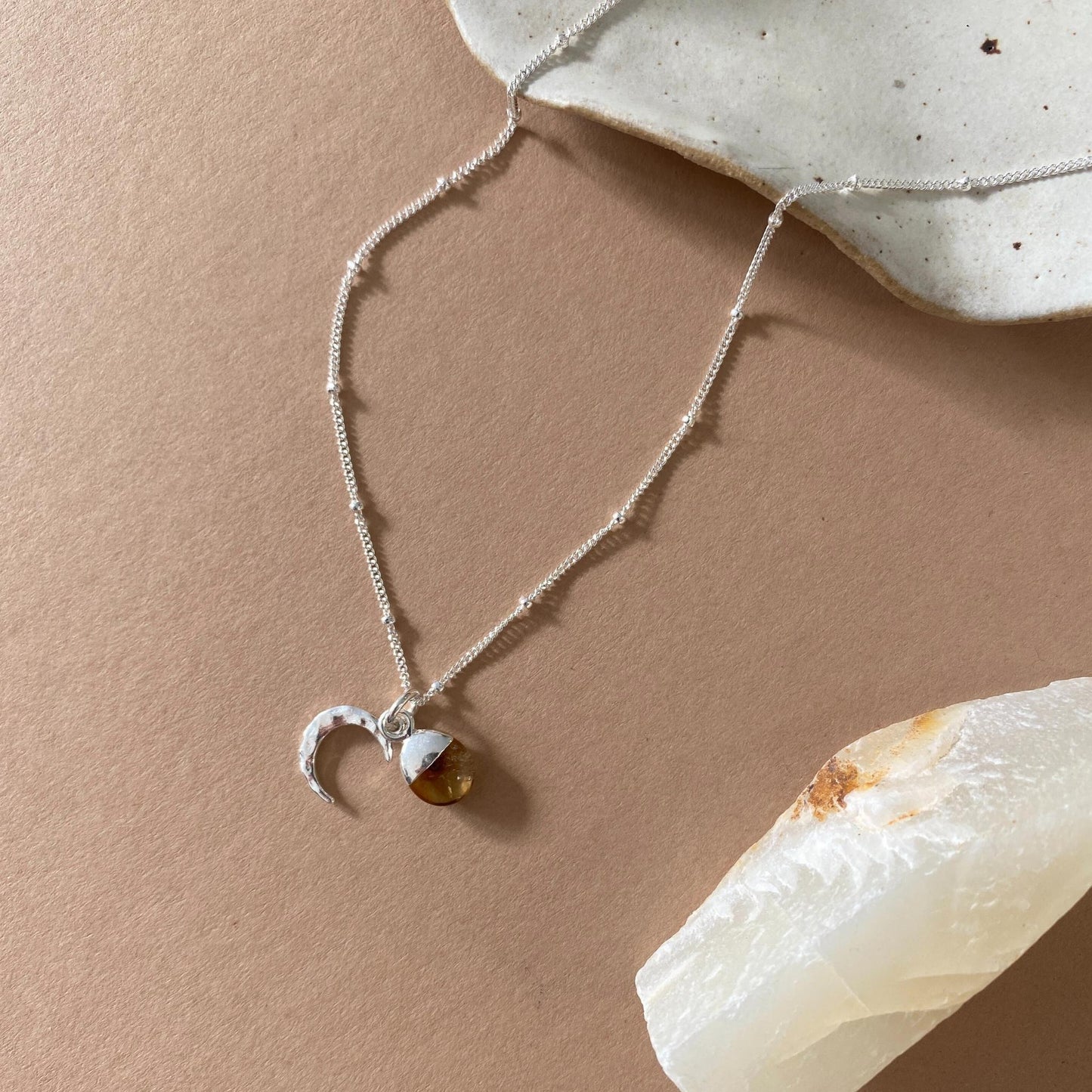 Citrine & Moon Necklace | Success (Sterling Silver)