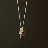 Dalmatian Jasper & Black Onyx Triple Pendant Necklace (Silver)