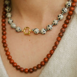Red Jasper Earthstone Strand Necklace (Silver)