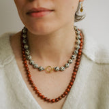 Red Jasper Earthstone Strand Necklace (Silver)