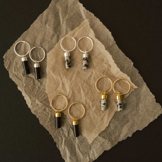 Dalmatian Jasper Circle or Wand Hoop Earrings | Positivity (Gold Fill)
