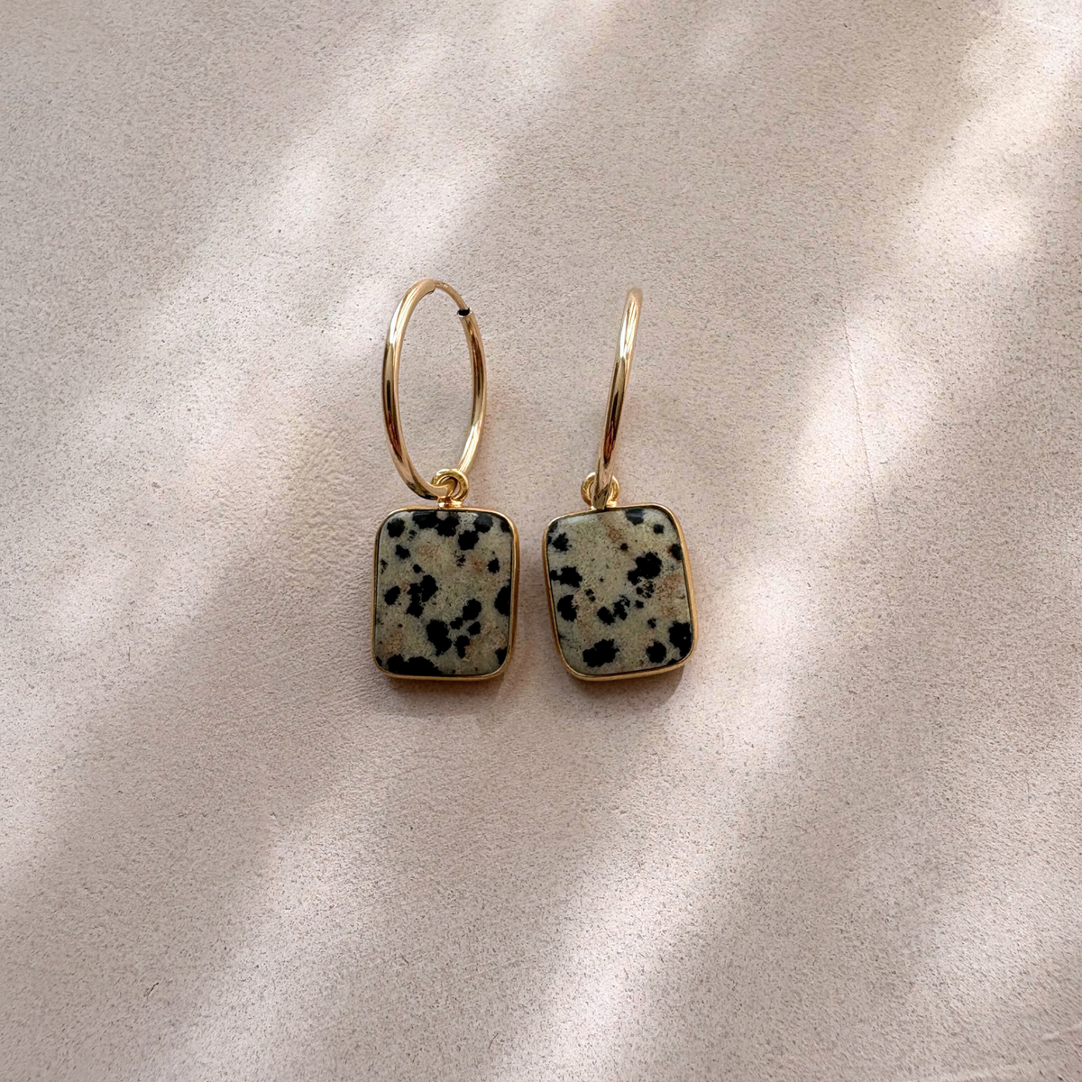 Dalmatian Gem Slice Hoop Earrings Positivity