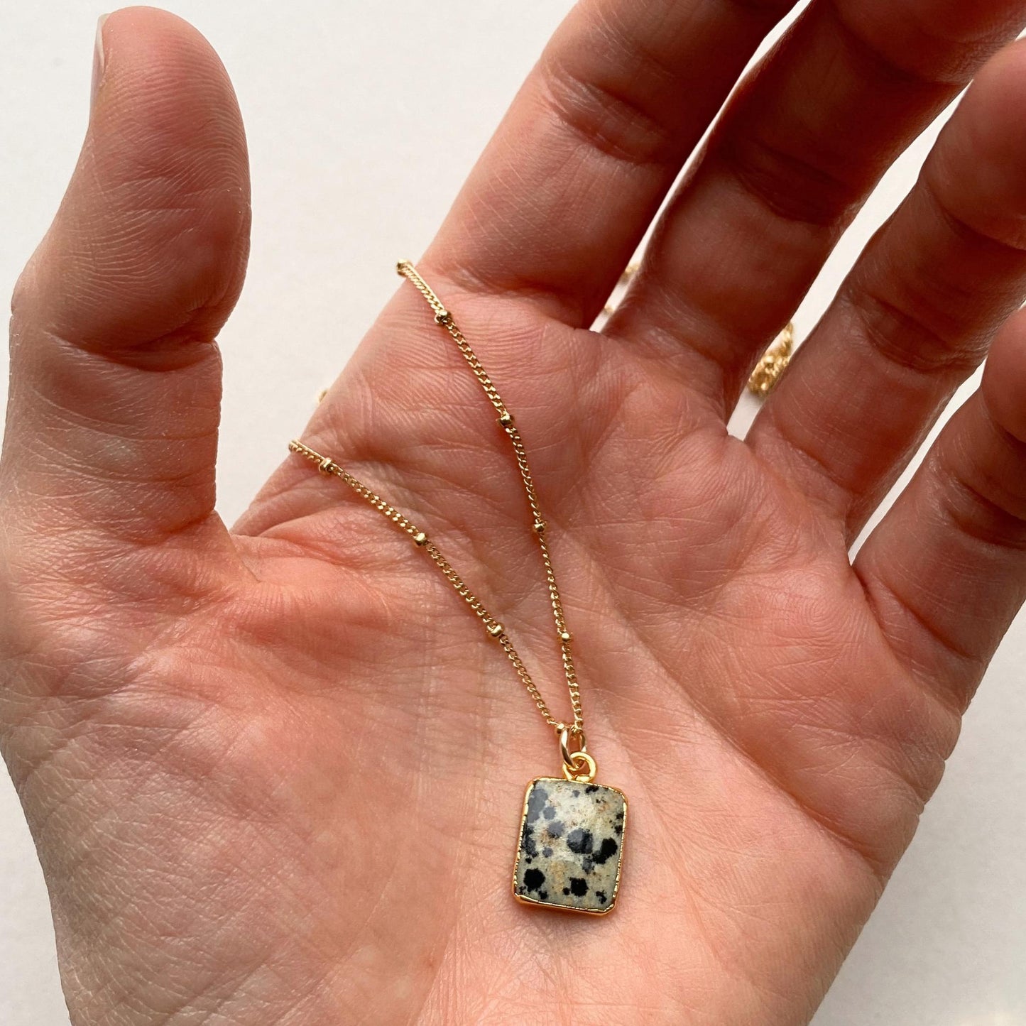 Dalmatian Gem Slice Necklace | Positivity (Gold Plated)